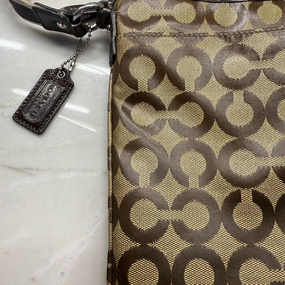 Coach Signature Brown and Tan Crossbody Bag - Picture 4 of 8